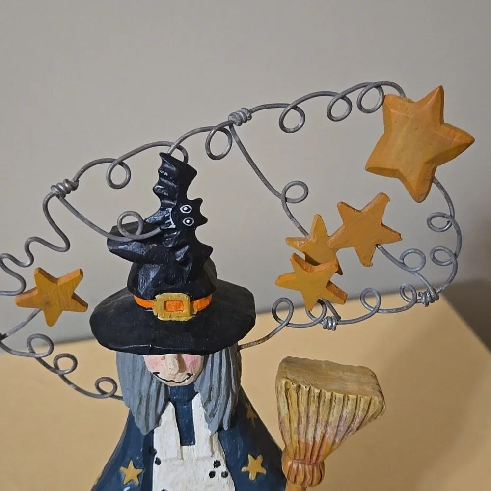 Whimsical Witch Figurine with Stars 10 Inches